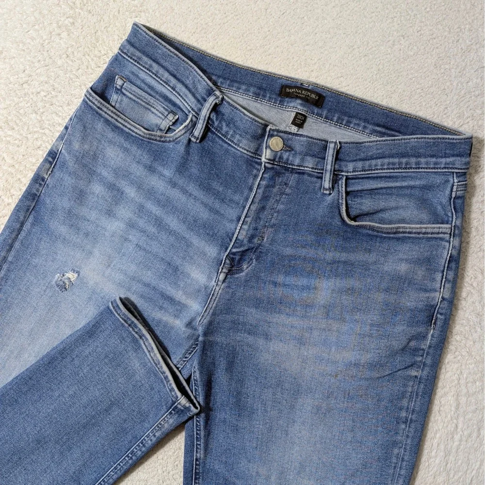 Banana‎ Republic Jeans Mens 33x34 Blue Tapered Fit Ascent Wash Stretch Denim